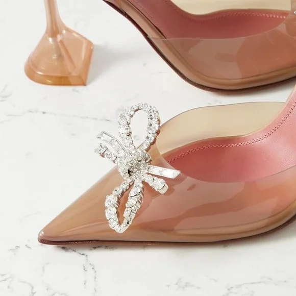 SIZE 11 AMINA MUADDI NEUTRAL CRYSTAL HEELS - Picture 4 of 7